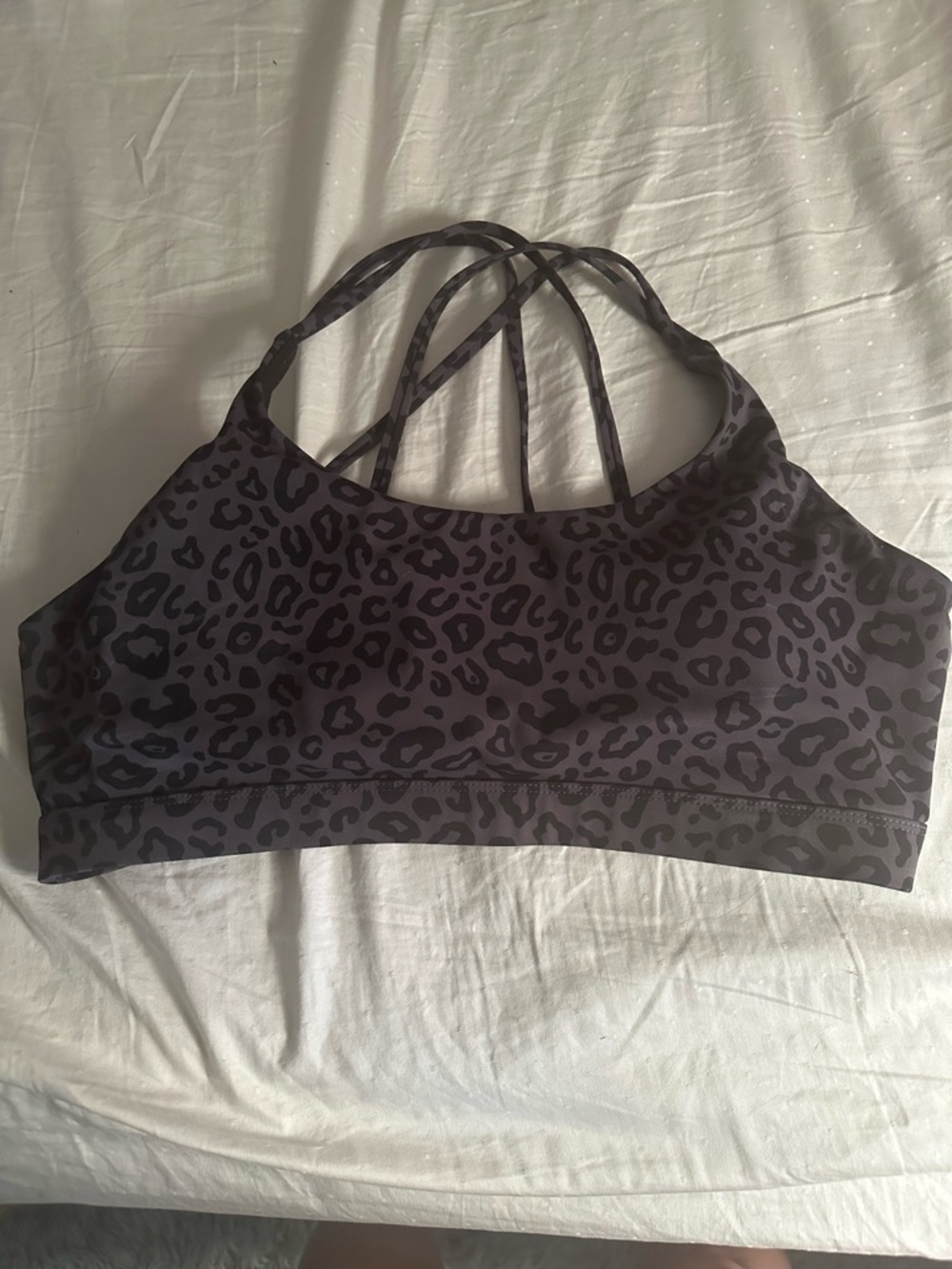 Charcoal Animal-Print Strappy Sports Bra